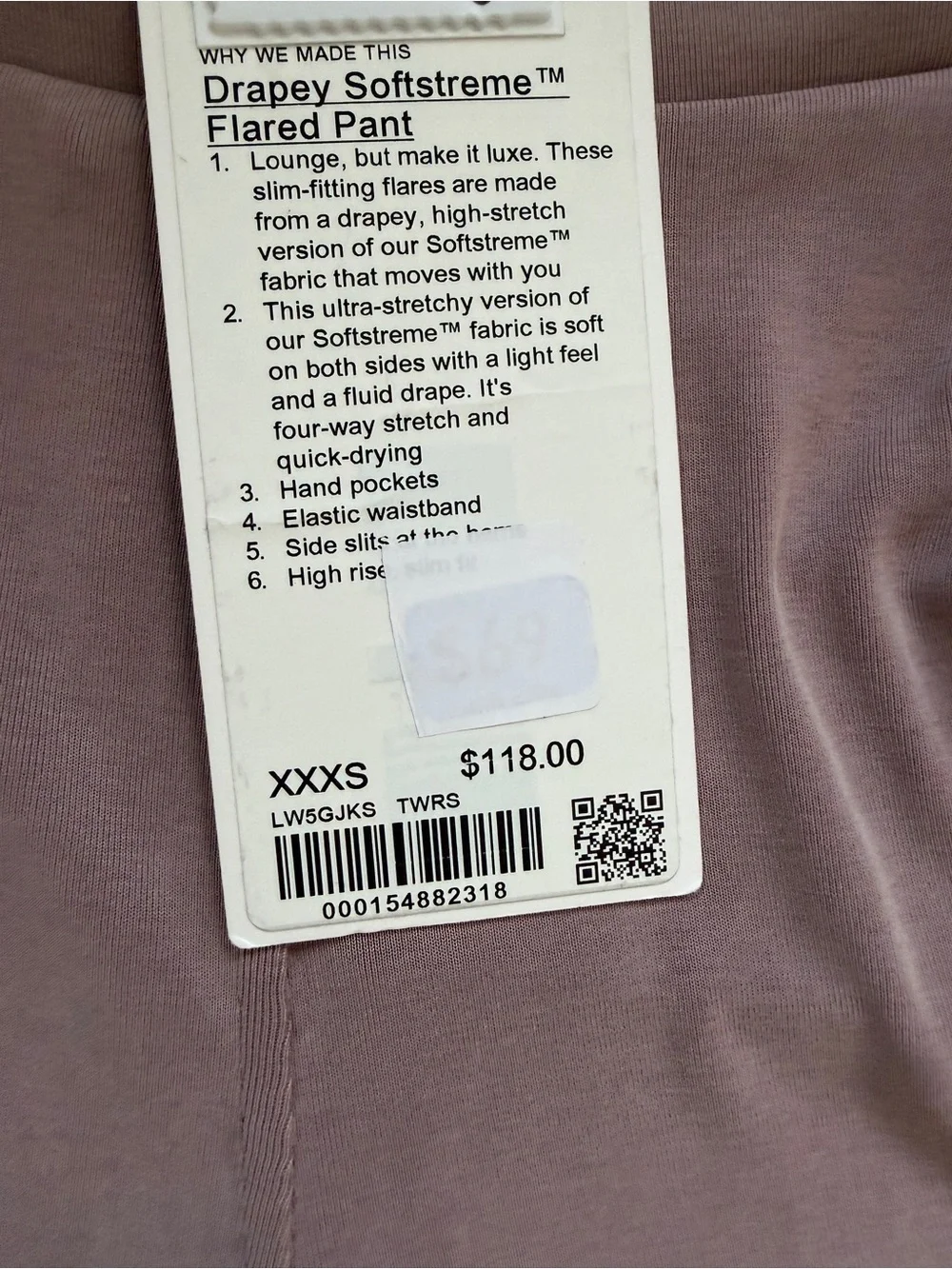 New Lululemon Lilac Drapey Softstreme Flared Pant wide leg